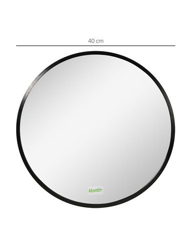 Kleankin 40x40 cm Round Bathroom Mirror with Aluminium Frame, Black