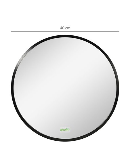 Kleankin 40x40 cm Round Bathroom Mirror with Aluminium Frame, Black - pic 21572 | FastDaddyshop