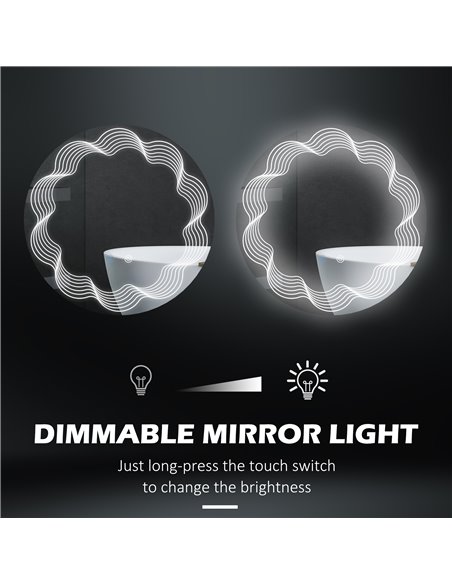 Kleankin 70cm LED Bathroom Mirror with Lights, 3 Colour, Smart Touch, Anti-Fog - pic 21619 | FastDaddyshop