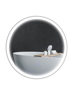 Kleankin Round Bathroom Mirror with 3 Temperature Colours, LED, Defogging Film, Memory Function