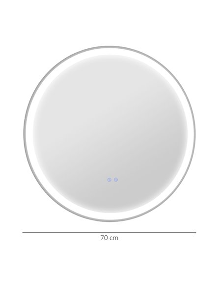 Kleankin Round Bathroom Mirror with 3 Temperature Colours, LED, Defogging Film, Memory Function - pic 21626 | FastDaddyshop