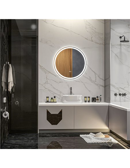 Kleankin 60cm Round Bathroom Mirror with LED, Defogging Film, Memory Function - pic 21634 | FastDaddyshop