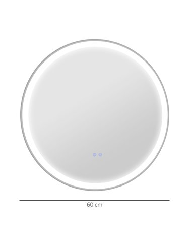 Kleankin 60cm Round Bathroom Mirror with LED, Defogging Film, Memory Function