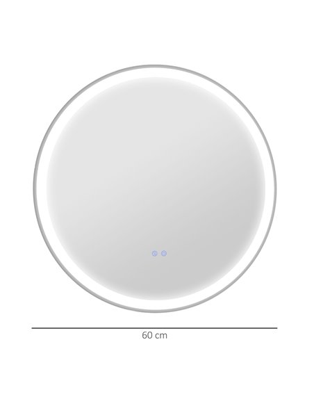 Kleankin 60cm Round Bathroom Mirror with LED, Defogging Film, Memory Function - pic 21635 | FastDaddyshop