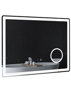 Kleankin LED Bathroom Mirror with Dimming Lights, 3X Magnifying Mirror, 3 Colour Front and Backlit