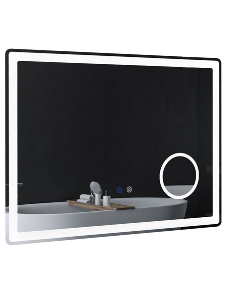 Kleankin LED Bathroom Mirror with Dimming Lights, 3X Magnifying Mirror, 3 Colour Front and Backlit - pic 21642 | FastDaddyshop