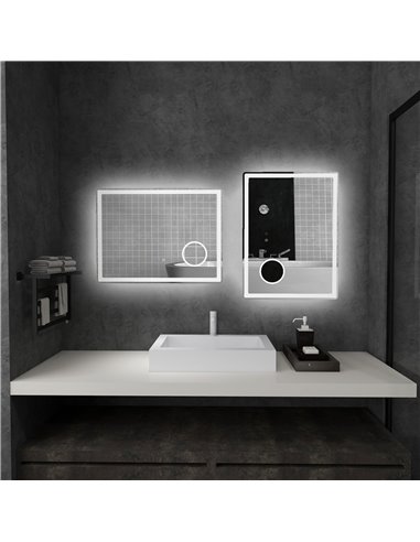Kleankin LED Bathroom Mirror with Dimming Lights, 3X Magnifying Mirror, 3 Colour Front and Backlit