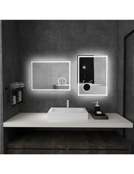 Kleankin LED Bathroom Mirror with Dimming Lights, 3X Magnifying Mirror, 3 Colour Front and Backlit - pic 21643 | FastDaddyshop