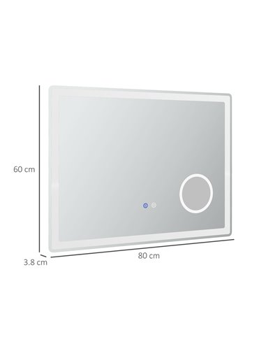 Kleankin LED Bathroom Mirror with Dimming Lights, 3X Magnifying Mirror, 3 Colour Front and Backlit