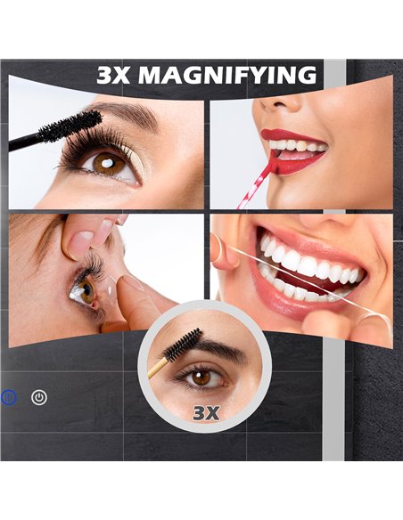 Kleankin LED Bathroom Mirror with Dimming Lights, 3X Magnifying Mirror, 3 Colour Front and Backlit - pic 21645 | FastDaddyshop