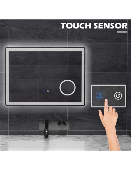 Kleankin LED Bathroom Mirror with Dimming Lights, 3X Magnifying Mirror, Vanity Mirror with 3 Colour Front and Backlit - pic 21646 | FastDaddyshop