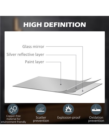 Kleankin LED Bathroom Mirror with Dimming Lights, 3X Magnifying Mirror, Vanity Mirror with 3 Colour Front and Backlit - pic 21649 | FastDaddyshop