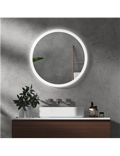 Kleankin 70cm Round Bathroom Mirror with LED Lights, Defogging Film, Memory Function 2