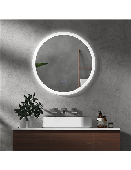 Kleankin 70cm Round Bathroom Mirror with LED Lights, Defogging Film, Memory Function - pic 21652 | FastDaddyshop