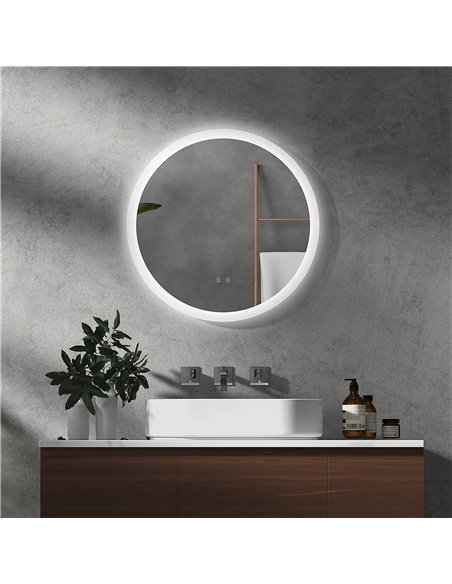 Kleankin 60cm Round Bathroom Mirror with LED Lights, Defogging Film, Memory Function - pic 21661 | FastDaddyshop