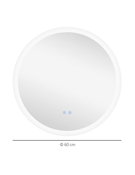 Kleankin 60cm Round Bathroom Mirror with LED Lights, Defogging Film, Memory Function - pic 21662 | FastDaddyshop