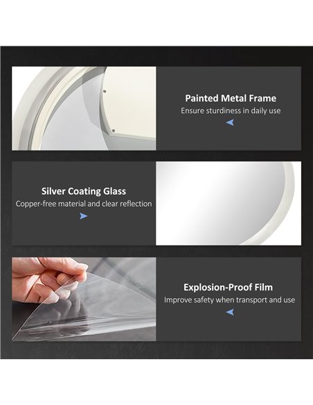Kleankin 60cm Round Bathroom Mirror with LED Lights, Defogging Film, Memory Function - pic 21666 | FastDaddyshop