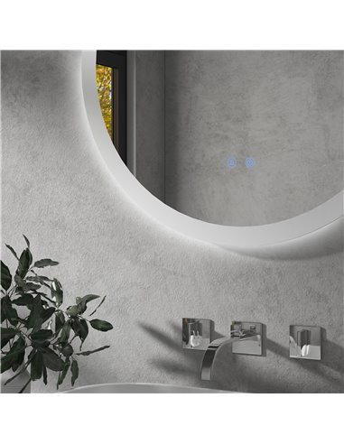 Kleankin Round Bathroom Mirror Wall-Mounted Makeup Mirror with 3 Temperature Colours, Defogging Film, LED Lights