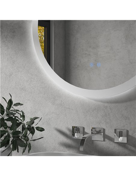 Kleankin Round Bathroom Mirror Wall-Mounted Makeup Mirror with 3 Temperature Colours, Defogging Film, LED Lights - pic 21668 | FastDaddyshop