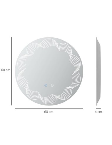 Kleankin 60cm LED Bathroom Mirror with 3 Colour, Smart Touch, Anti-Fog
