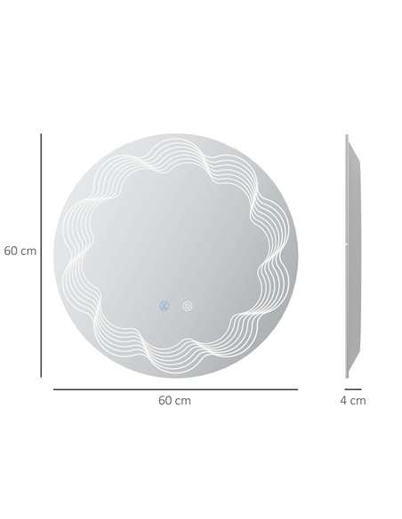 Kleankin 60cm LED Bathroom Mirror with 3 Colour, Smart Touch, Anti-Fog - pic 21671 | FastDaddyshop