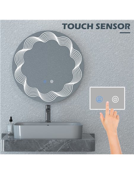 Kleankin 60cm LED Bathroom Mirror with 3 Colour, Smart Touch, Anti-Fog - pic 21672 | FastDaddyshop