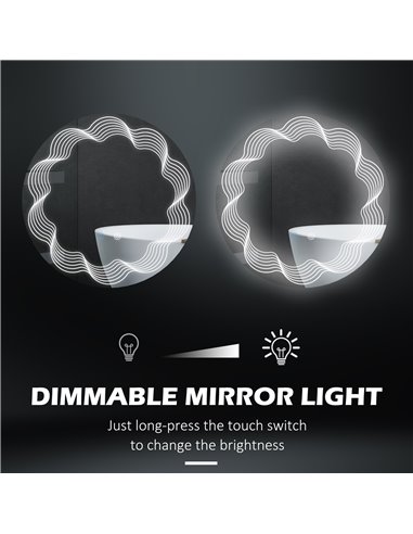 Kleankin 60cm LED Bathroom Mirror with 3 Colour, Smart Touch, Anti-Fog