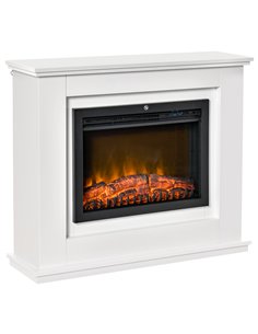 HOMCOM 1kW/2kW Electric Fireplace Heater with Remote Control, Flame Effect, White