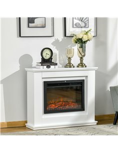 HOMCOM 1kW/2kW Electric Fireplace Heater with Remote Control, Flame Effect, White 2