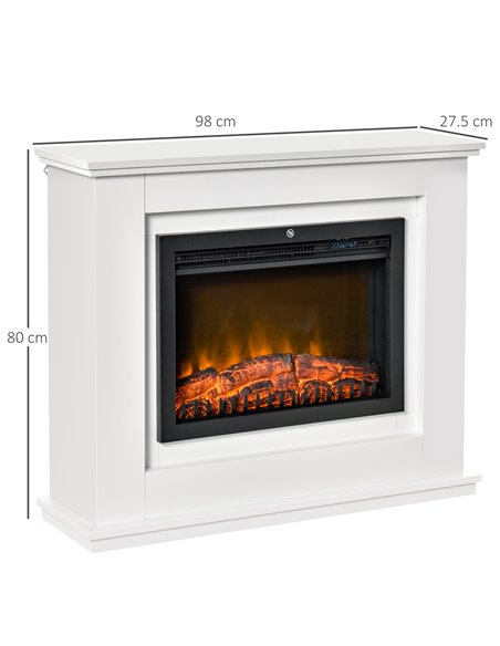 HOMCOM 1kW/2kW Electric Fireplace Heater with Remote Control, Flame Effect, White - pic 21680 | FastDaddyshop