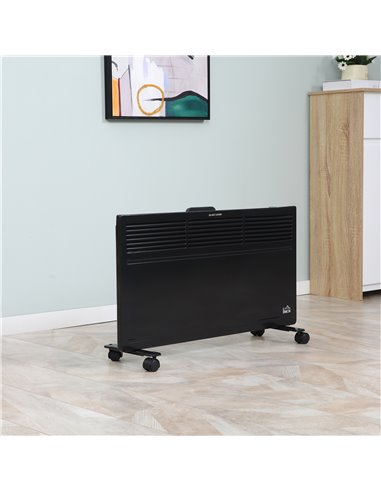 HOMCOM Convector Radiator Heater with 2 Heat Settings, Thermostat and Safety Cut-Off, Black