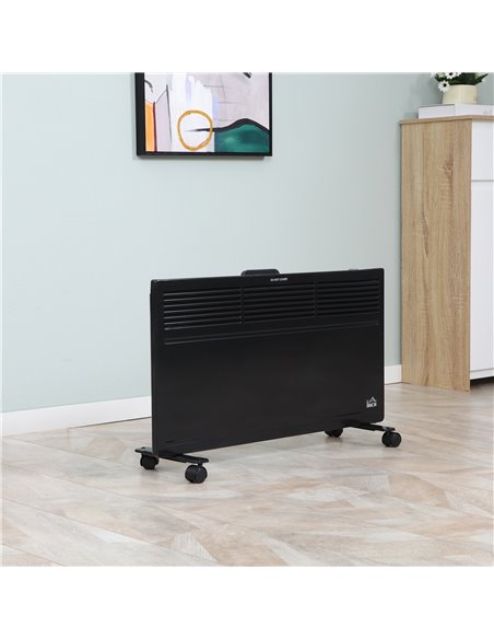 HOMCOM Convector Radiator Heater with 2 Heat Settings, Thermostat and Safety Cut-Off, Black - pic 21688 | FastDaddyshop