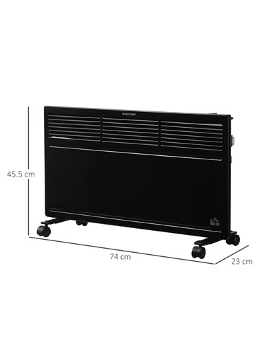HOMCOM Convector Radiator Heater with 2 Heat Settings, Thermostat and Safety Cut-Off, Black