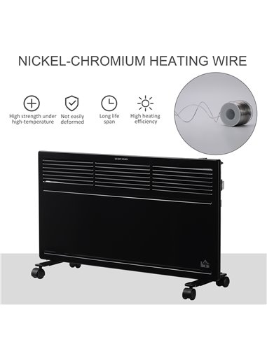 HOMCOM Convector Radiator Heater with 2 Heat Settings, Thermostat and Safety Cut-Off, Black