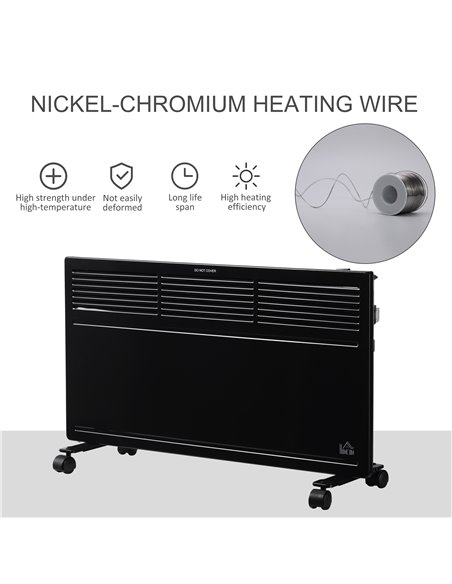 HOMCOM Convector Radiator Heater with 2 Heat Settings, Thermostat and Safety Cut-Off, Black - pic 21692 | FastDaddyshop