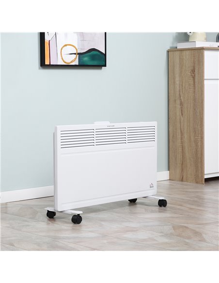 HOMCOM Convector Radiator Heater with 2 Heat Settings, Thermostat, Safety Cut-Off, White - pic 21697 | FastDaddyshop