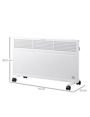 HOMCOM Convector Radiator Heater with 2 Heat Settings, Thermostat, Safety Cut-Off, White