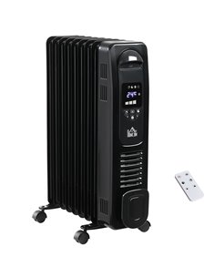 HOMCOM 2180W Digital Oil Filled Radiator, 9 Fin with LED, Timer, Safety Cut-Off, Black