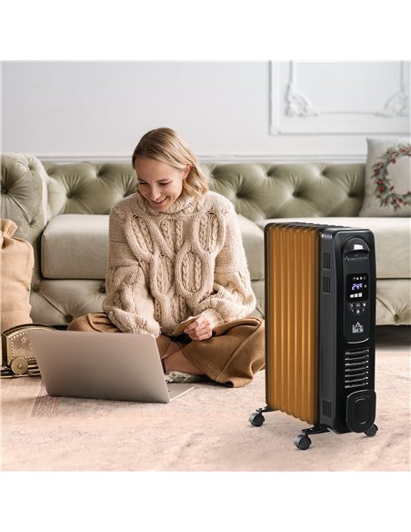 HOMCOM 2180W Digital Oil Filled Radiator, 9 Fin with LED, Timer, Safety Cut-Off, Black - pic 21706 | FastDaddyshop