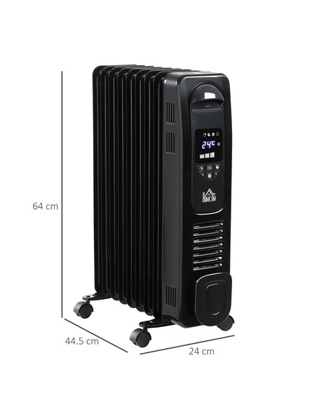 HOMCOM 2180W Digital Oil Filled Radiator, 9 Fin with LED, Timer, Safety Cut-Off, Black - pic 21707 | FastDaddyshop