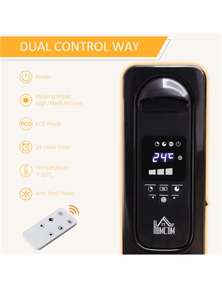 HOMCOM 2180W Digital Oil Filled Radiator, 9 Fin with LED, Timer, Safety Cut-Off, Black - pic 21709 | FastDaddyshop