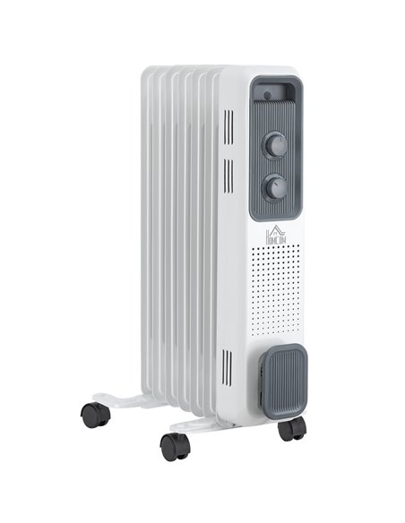 HOMCOM 1630W Oil Filled Radiator, Portable Electric Heater with Thermostat, Safety Switch, White - pic 21714 | FastDaddyshop