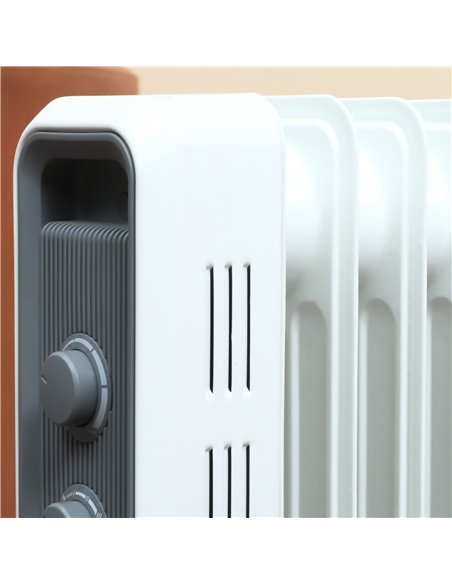 HOMCOM 1630W Oil Filled Radiator, Portable Electric Heater w/ Three Modes Adjustable Thermostat Safety switch, White - pic 21722 | FastDaddyshop