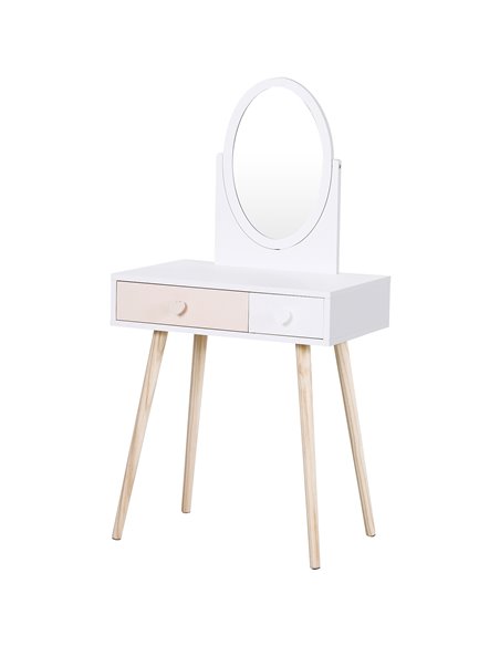 HOMCOM Kids MDF Dressing Table with Heart-Shaped Handles, White - pic 21732 | FastDaddyshop