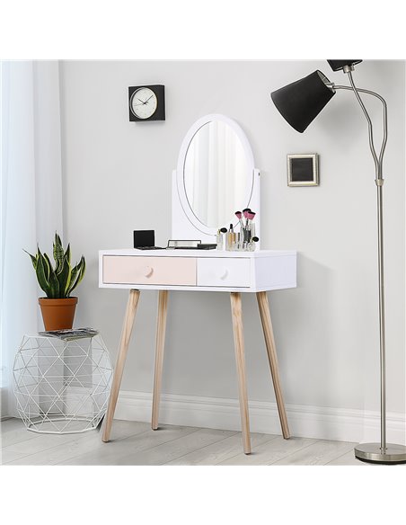 HOMCOM Kids MDF Dressing Table with Heart-Shaped Handles, White - pic 21733 | FastDaddyshop