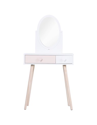 HOMCOM Kids MDF Dressing Table w/ Heart-Shaped Handles White