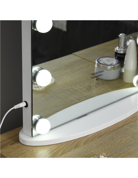 HOMCOM Hollywood Mirror with Lights for Makeup Dressing Table, Lighted Vanity Mirror with 12 Dimmable LED Bulbs and USB Plug in  - pic 21758 | FastDaddyshop