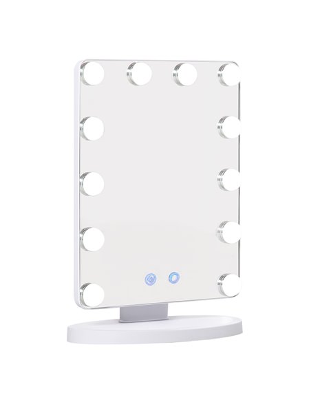 HOMCOM Hollywood Makeup Mirror with 12 Dimmable Bulbs, White - pic 21760 | FastDaddyshop