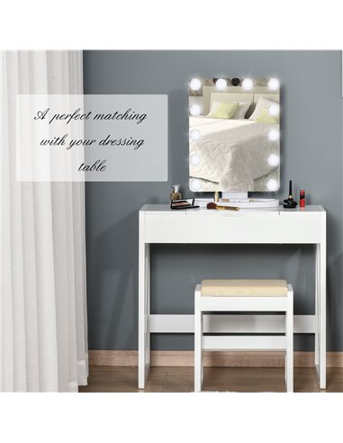 HOMCOM Hollywood Makeup Mirror with 12 Dimmable Bulbs, White