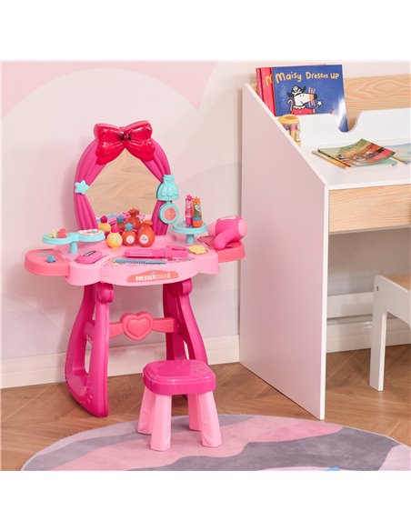 HOMCOM 3+ Kids Vanity Musical Dressing Table, Make Up Desk with Stool, Magic Mirror Lights, 36 Pcs - pic 21769 | FastDaddyshop